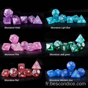 Moonstone 10 mm Mini DND DICE Set pour MTG RPG Dungeons and Dragons Role Play Game, Couleurs assorties